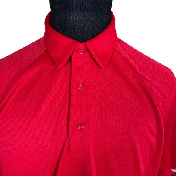 Under Armour Red Loose Heatgear Short Sleeve Polo Shirt XL American Electric - Picture 2 of 8
